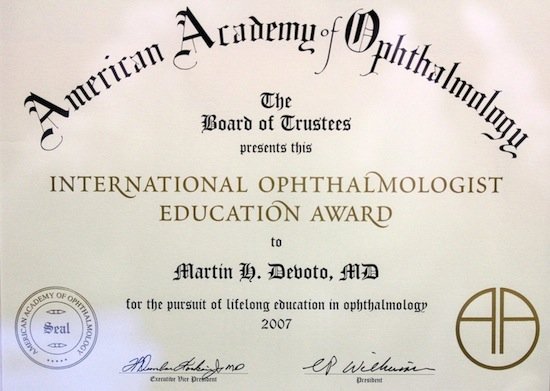 Premio de la American Academy of Ophthalmology, 2007