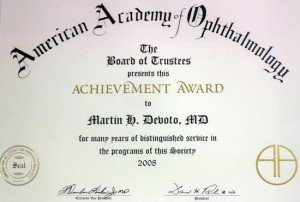 Achievement Award, American Academy of Ophthalmology 2008